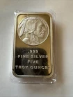 5 Troy oz Buffalo .999 Fine Silver Bar Sealed