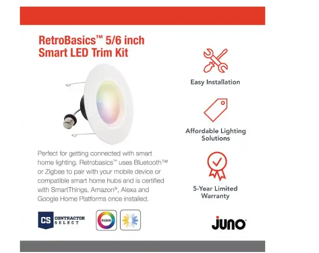 Juno 5/6 英寸改装智能可调白色/变色 LED 嵌入式装饰 4 件装 — 第 4/4 张图片
