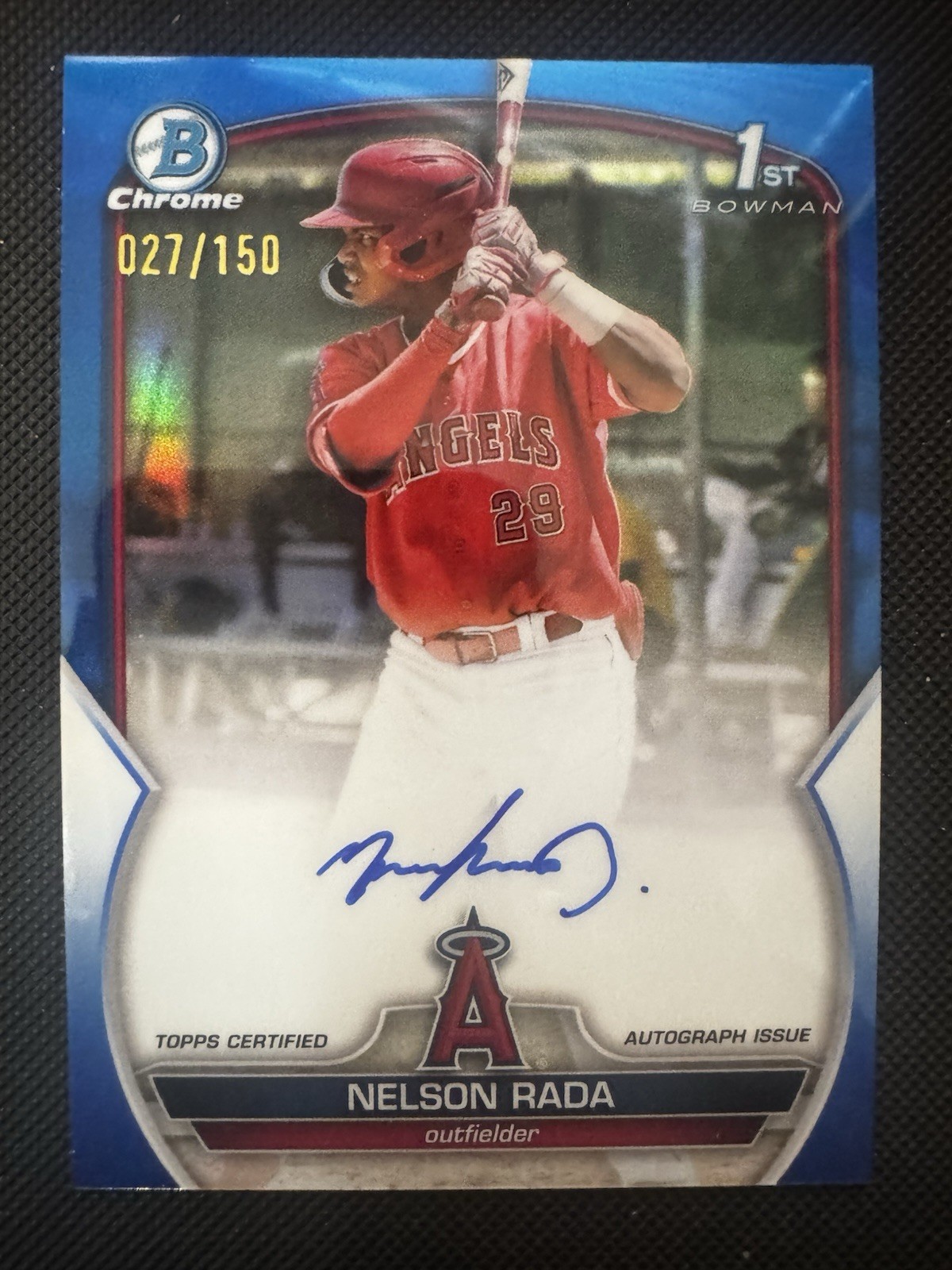 2023 Bowman -Chrome Prospect Autograph Blue Refrac  #CPA-NR Nelson Rada /150