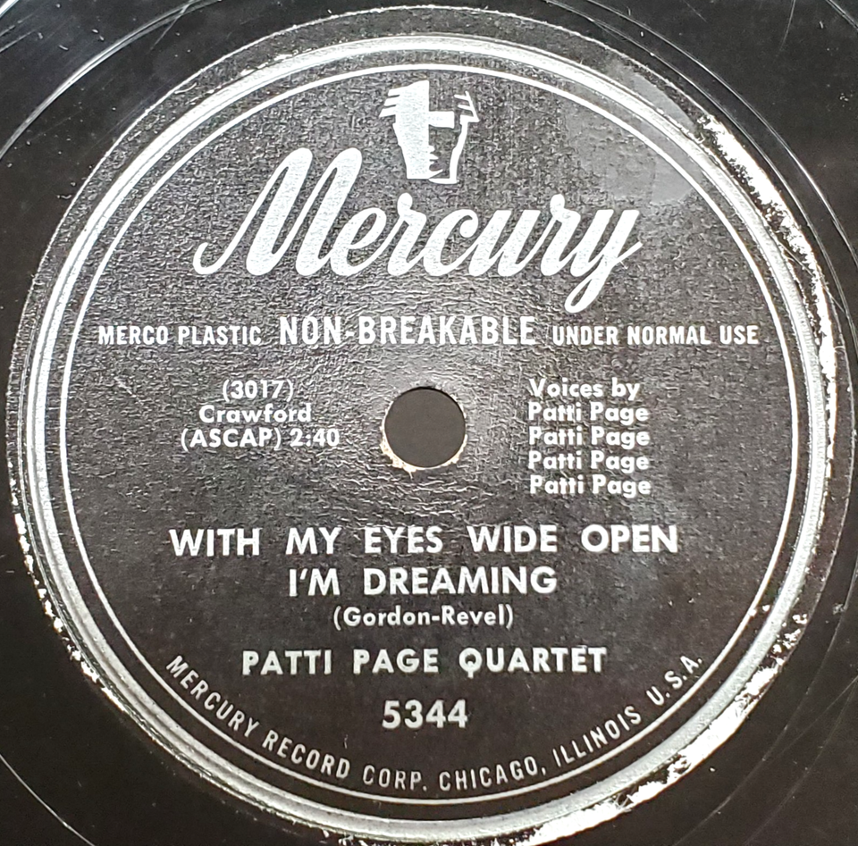 1949 Patti Page VG 78 10 in Mercury Non-Breakable Vinyl 5344 Eyes Wide ...