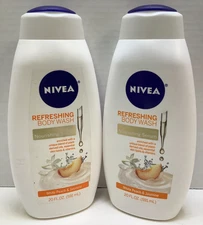 Nivea Refreshing Body Wash White Peach & Jasmine, 20oz, 2 Pack, Free Shipping!!!