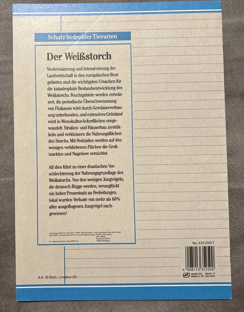altes Herlitz Schulheft, Made in West Germany,  A4, 16 Blatt, liniert, Sammeln