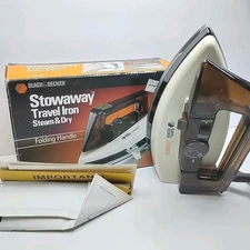 BLACK & DECKER Stowaway Travel Iron Steam & Dry Folding Handle 700 Watts Vintage