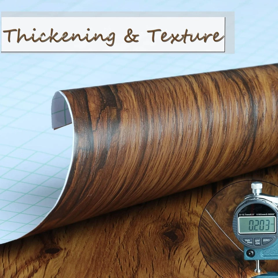 Papel Pintado 59"x15.7" Madera Contacto Papel Marrón Impermeable Madera Pelar y Pegar Wa... Foto 4 de 4