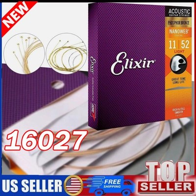 Elixir Phosphor Bronze Acoustic Guitar Strings NANOWEB Custom Light 11-52 GN