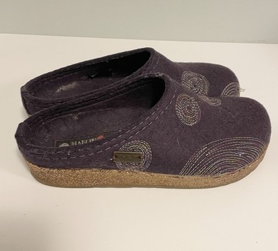 Haflinger Spirit Wool Clog Slippers EUR 36 Womens Size 5 Lavender Purple
