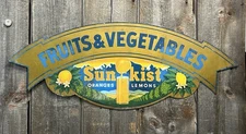 RARE Vintage Original SUNKIST Fruits And Vegetables Die Cut Tin Litho Sign 🔥