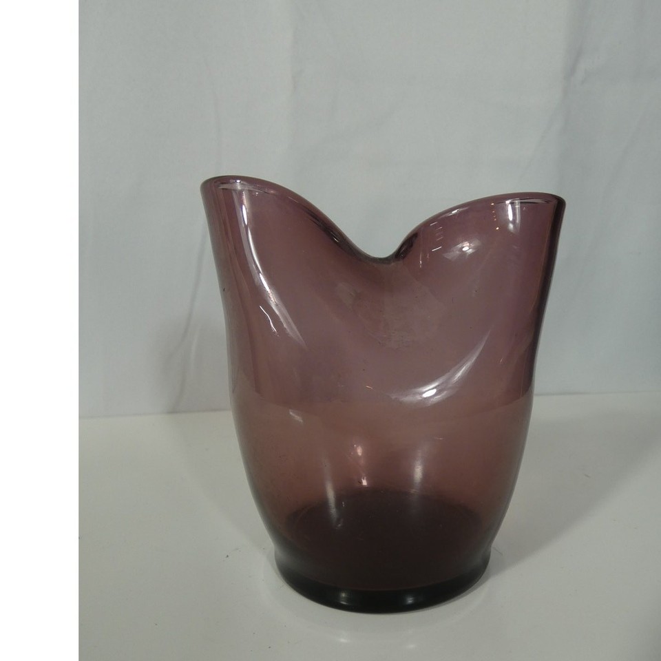 Vintage Amethyst Art Blown Glass Vase Pinched Design | eBay