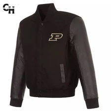 Letterman Purdue Boilermakers All Black Varsity Jacket