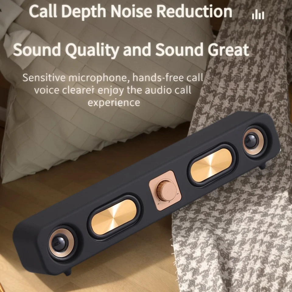 Altavoz estéreo inalámbrico Bluetooth vintage de 2"10 W radio FM AUXILIAR barra de sonido de escritorio Foto 3 de 4