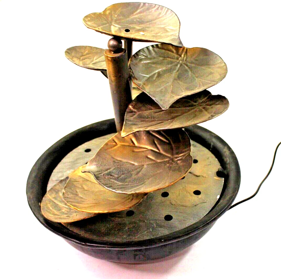 10 Teir Metal Lotus Leaf Tabletop Self-contained Indoor Fountain - Image 4 of 4