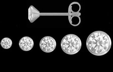 Echt 585 Gold Weißgold Herren Einzel Single Ohrstecker Stecker Ohrring Zirkonia