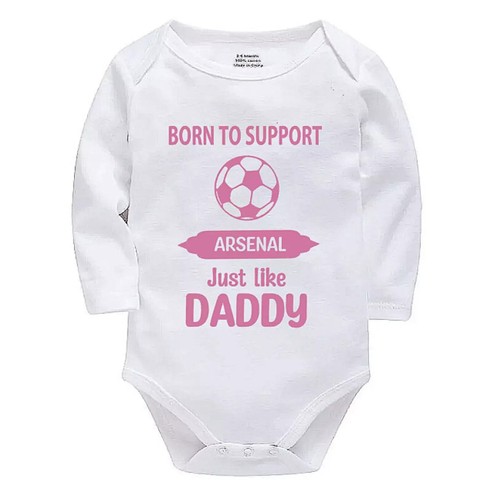 Personalised Born to Support Arsenal Just Like Daddy Baby Bodysuit Football Fans - Picture 4 of 11