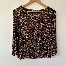 Chicos Travelers Top Womens Small Animal Print Slinky Knit Chicos 1 Made in USA
