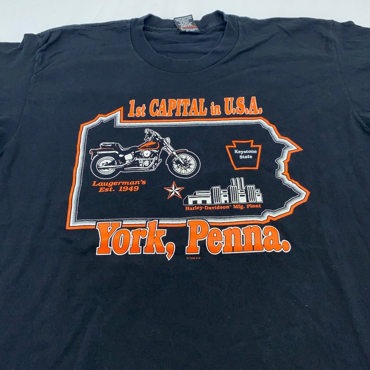 vintage 90s HARLEY DAVIDSON 1ST CAPITAL IN USA YORK, PA T-Shirt L