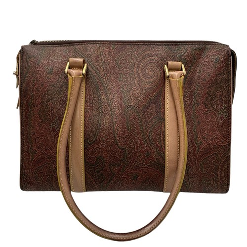 ETRO paisley 2-way shoulder crossbody bag handbag leather pvc boston zipper vtg - Picture 21 of 24