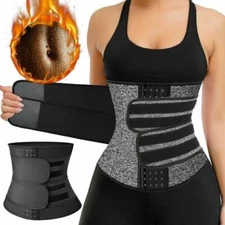 Men Women Waist Trainer Belt Tummy Control Fat Burner Body Shaper Sweat Cincher