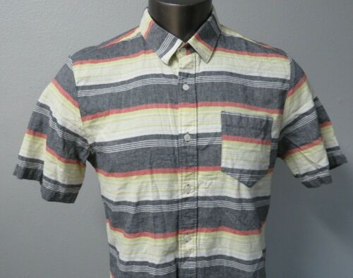 Mens VOLCOM Short Sleeve Button Front Shirt Multicolor Size L Slim Fit Horzy SS - Picture 5 of 9