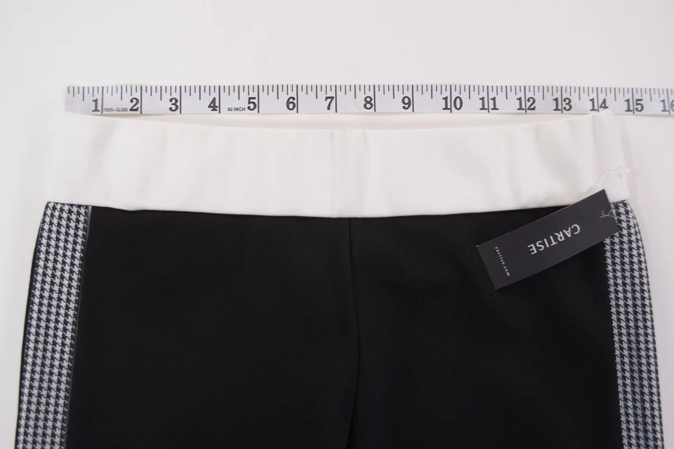 Calça elástica Cartise nova com etiquetas perna magra tamanho EUA 8 em preto/branco com lado Houndstooth - Imagem 3 de 4