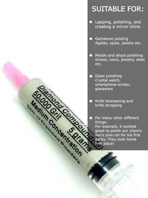 Diamond Polishing Paste 50,000 Grit 0-0.5 Micron (M) 25% Concentration, 5 g