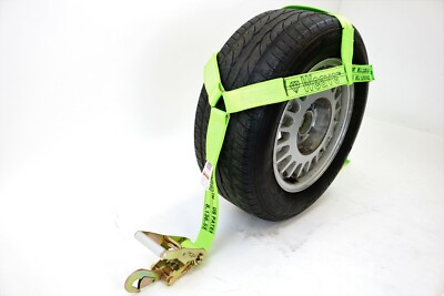 4 Pack Hi Viz Green Diamond Weave Tire Bonnet with Snap Hook Ratchets 