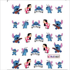 Decalcomanie acqua nail art adesivi trasferimenti lilo e punto smalto gel Disney (1807)