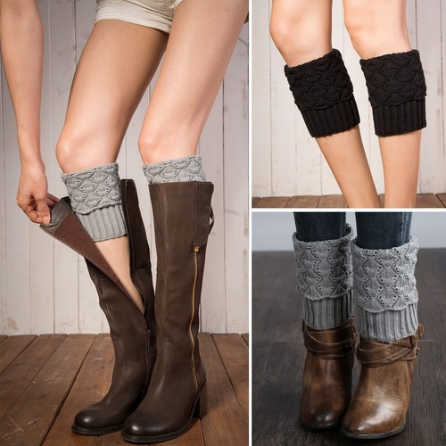 2 Pairs Winter Warm Boot Cuffs for Women Crochet Knitted Boot Socks for Gilrs... - Picture 4 of 7