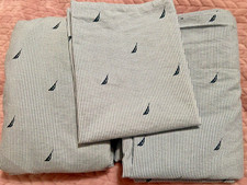 Nautica Blue  White Sailboat Logo Twin Sheets  Pillow Case Set 
