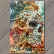 Art Print Skull Surrealism Creepy Crazy Bright Colors Weird Strange Wild Unusual