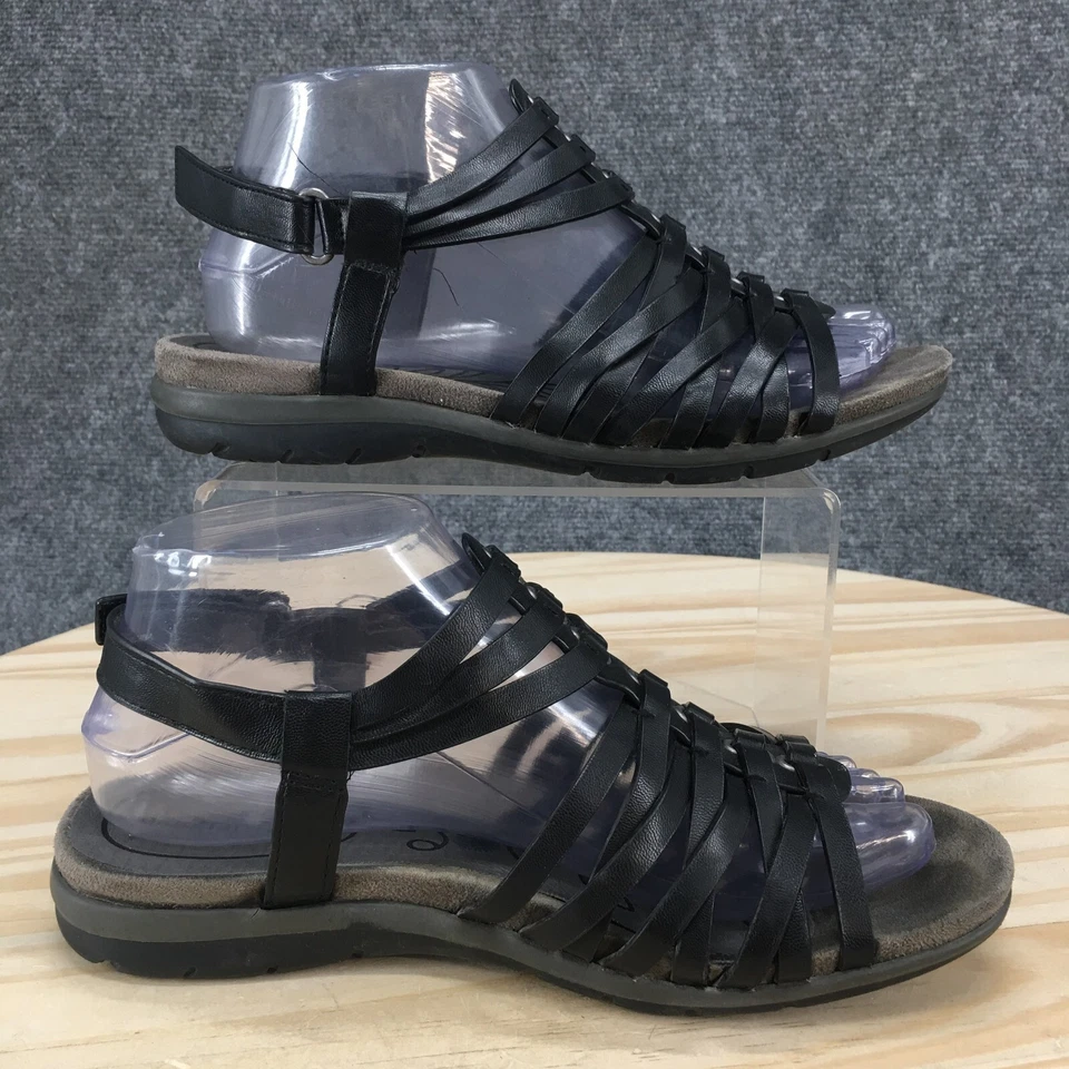 Sandalias Baretraps para mujer 7 anchas Kirstey Gladiador negras imitación cuero punta abierta Foto 2 de 4