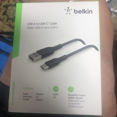Belkin Boost Charge USB-C USB-A ChargeSync Cable, ft, EA