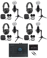 4-Person Podcast Podcasting Recording Kit w/Presonus Quantum ES4 Interface