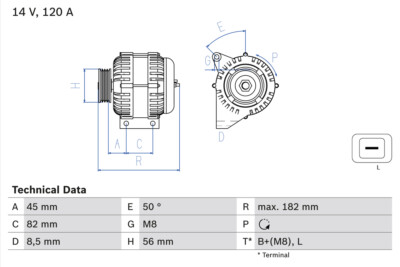 Bosch 0 986 041 150 Alternator for Volvo