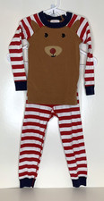 Hanna Andersson 100 US 4 Kids Set Pajamas Long Johns Christmas Reindeer Face