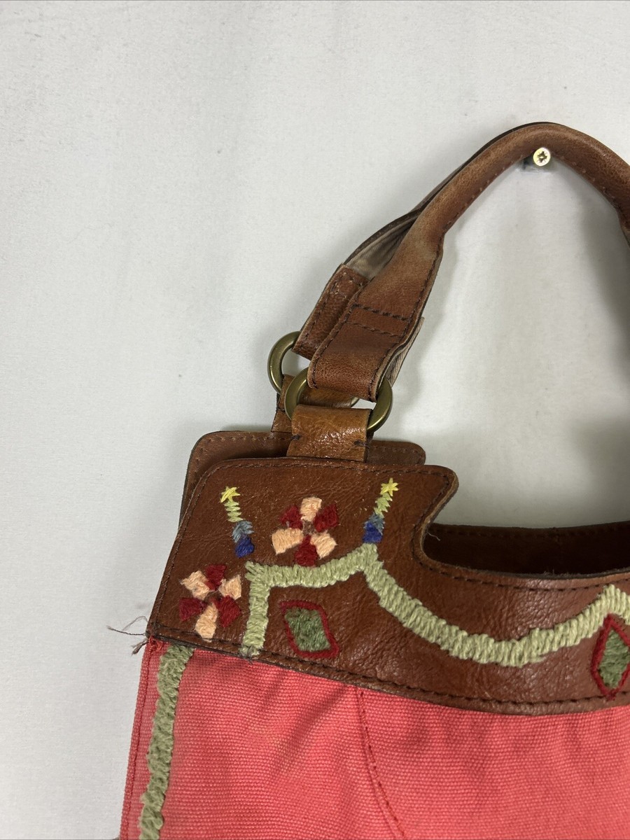 Rare Lucky Brand Abbey Road Melon Embroidered Floral Crossbody