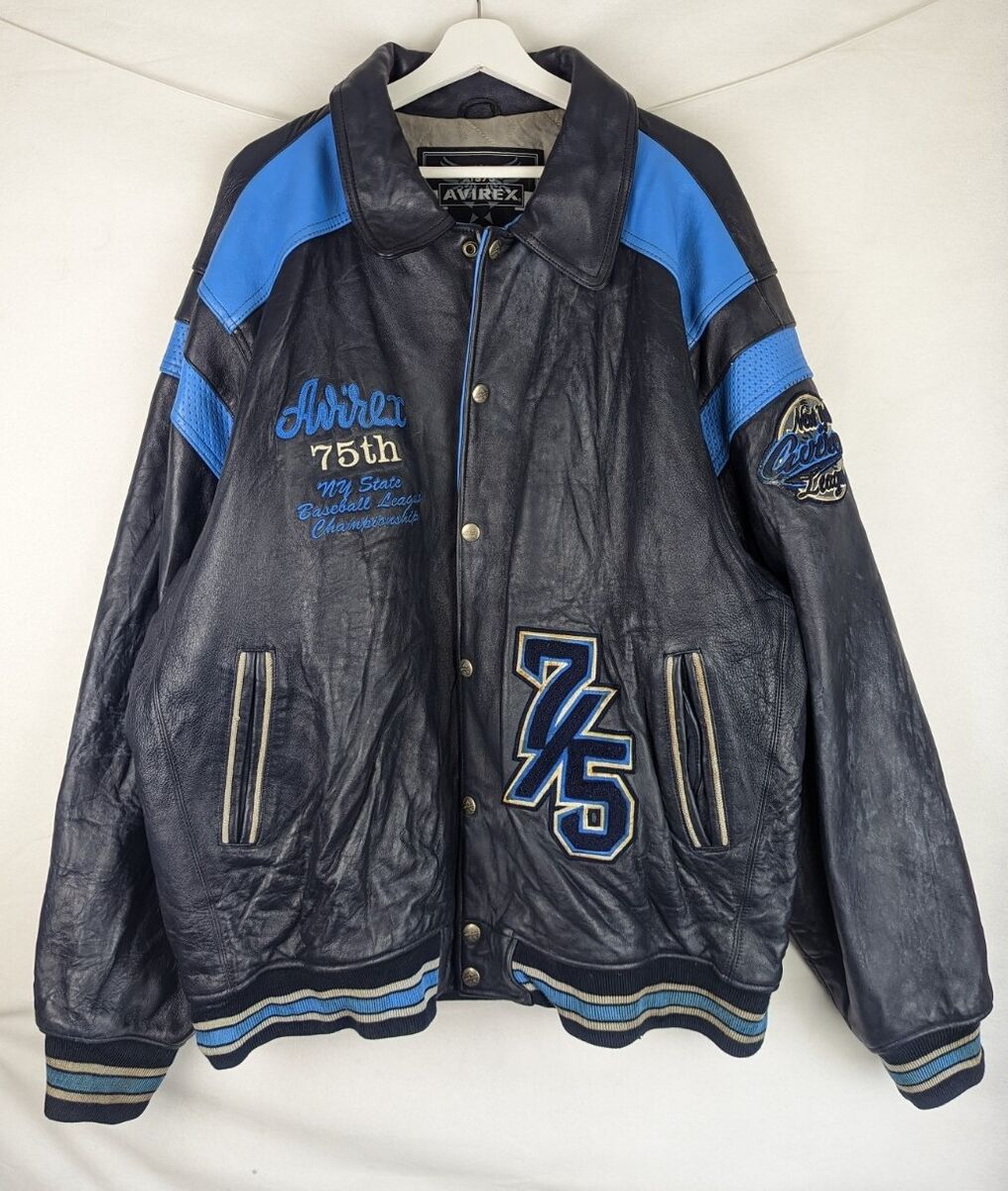 AVIREX ALL STAR CHAMPS 75 LIMITED ED BLACK LEATHER JACKET NY AVIREX ALL STAR CHAMPS 75 LIMITED ED BLACK LEATHER JACKET NY