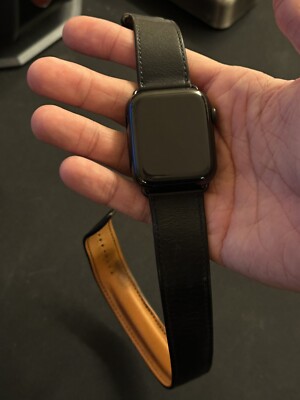 Apple Watch Swift Leather Single Tour for Watch Series 6 Hermès - Noir (44mm)