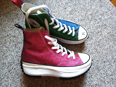 RARE Converse Run Star Hike Hi JW Anderson Glitter Platform Womens 7.5 /6 MENS