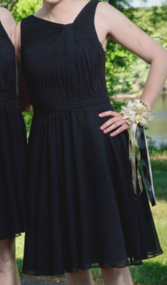 ever pretty bridesmaid dresses sage green Black Chiffon Halter High Low Party Dress Homecoming Dress, Black Brid –  Cutedressy main image 0