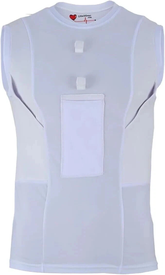 LVAD Heartmate 2 & 3 White Tank Top For Men LVAD Clothing Sleeveless Vest Shirt