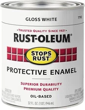 Rust-Oleum 7792502 Stops Rust Brush On Paint, Quart, Gloss White, 1 Quart