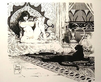 FRAZETTA ''SHEBA WITH LEOPARD'', O.O.A.K. LIFESIZE STAT OF '54 ORIGINAL, NEW, MINT
