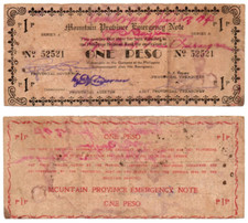 1942 Philippines Mountain Province 1P WW2 Emergency S601 Counter Signed LUBUAGAN