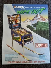 Wipe Out - Gottlieb Pinball ORIGINAL Advertising Promo Flyer - last one