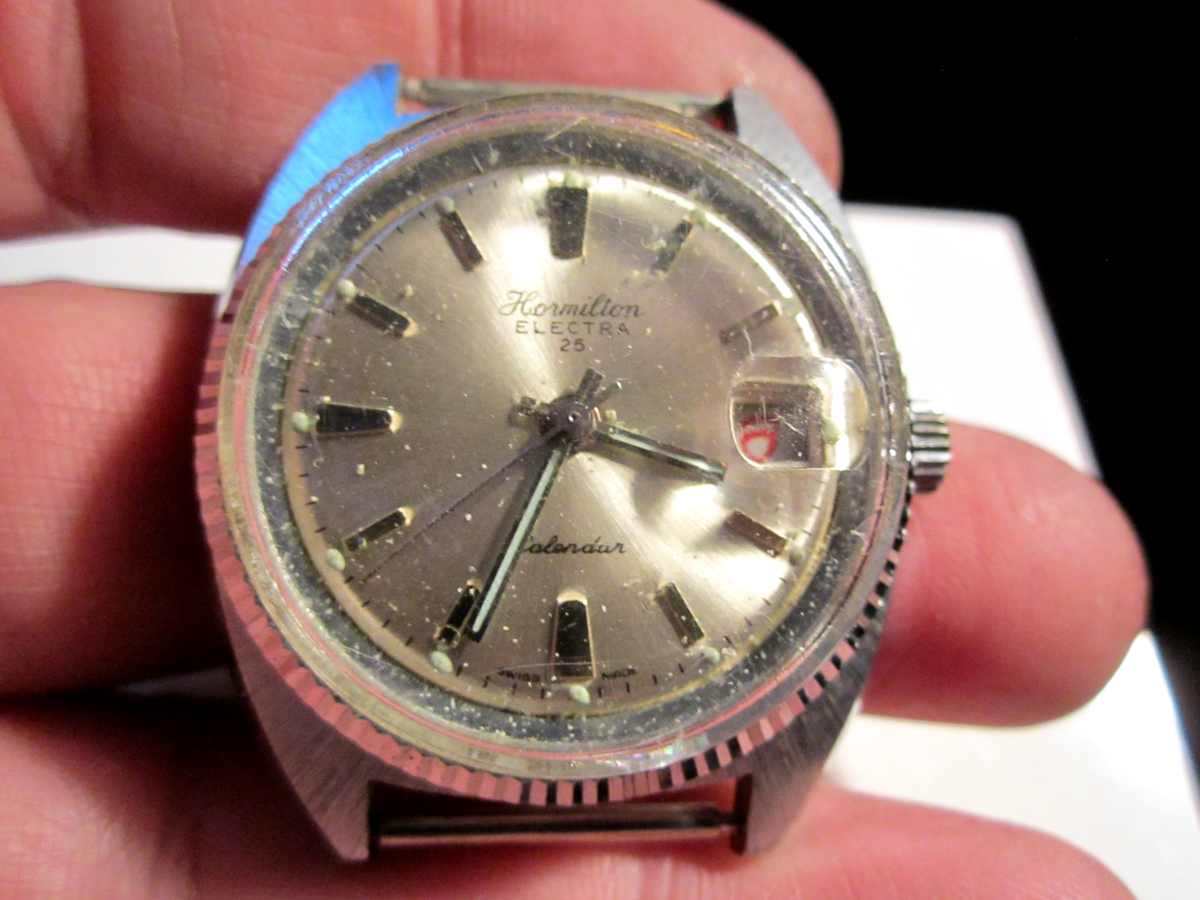 HORMILTON ELECTRA 25 CALENDAR WATCH HEAVY CASE WIND UP NO BAND BBA