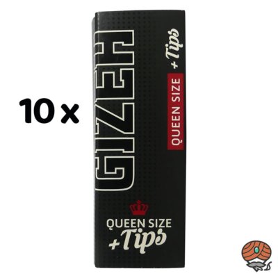 10 Gizeh Black Queen Size + Tips, 10 x 50 Blättchen + 10 x 50 Tips
