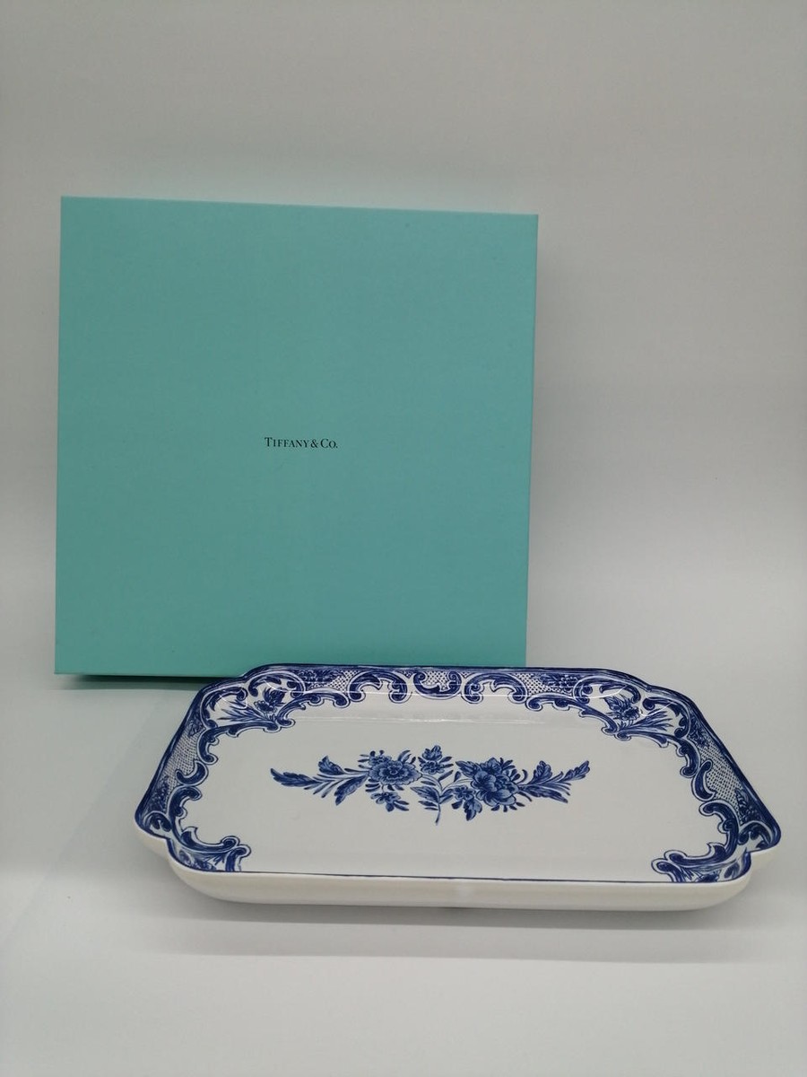 TIFFANY & CO. Blue and White DLFER Large Platter 12.2 inches
