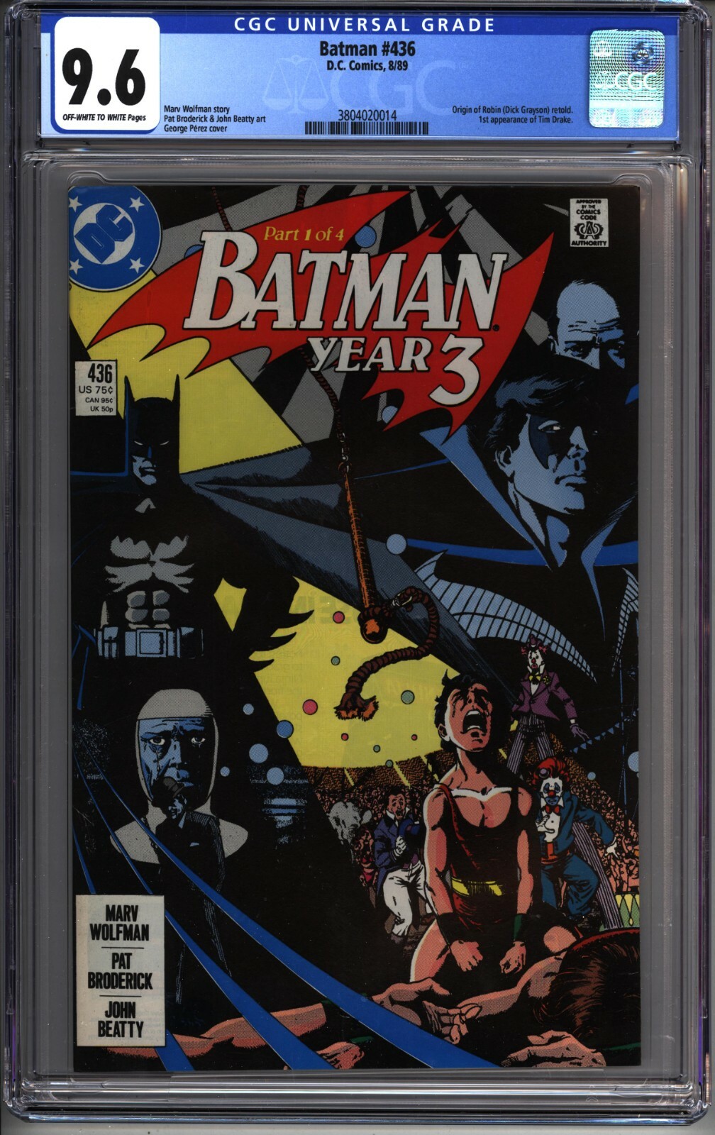 * BATMAN #436 CGC 9.6 Year 3 Pt 1 1st Tim Drake! Wolfman Perez ...