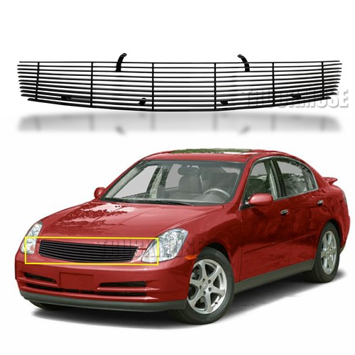 For 2003-2004 Infiniti G35 Sedan Front Black Billet Main Upper Grille Grill
