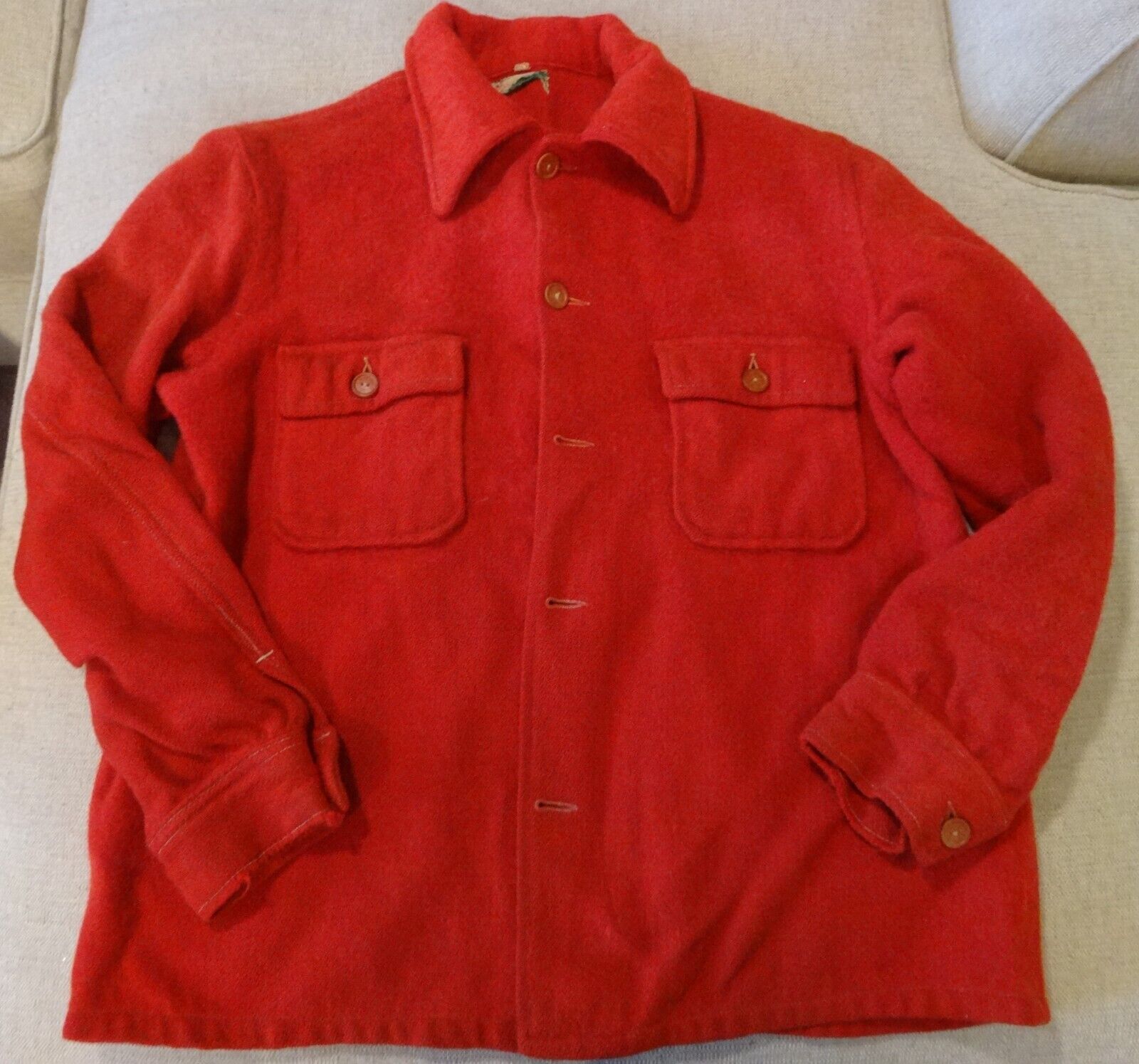 Vintagbe 1920s FIELD & STREAM Red Wool Shirt Jack… - image 2